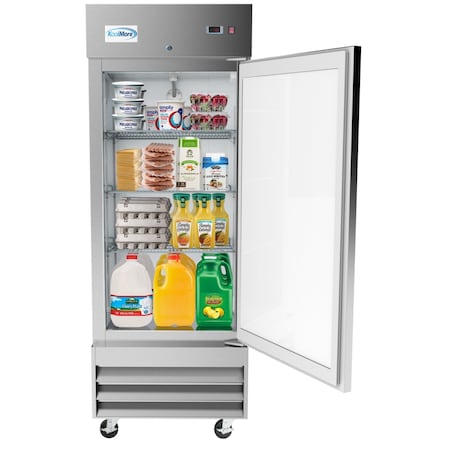 Koolmore 29 Stainless Steel Solid Door Commercial Reach-In Refrigerator Cooler - 19 cu. ft RIR-1D-SS-19C